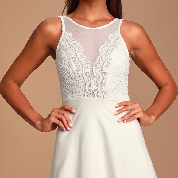 🆕Lulus I Promise White Skater Dress - Picture 2 of 7